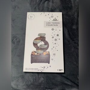 Festive Voice Tabletop LED Tiered Water Fountain Battery or USB Power Zen Decor